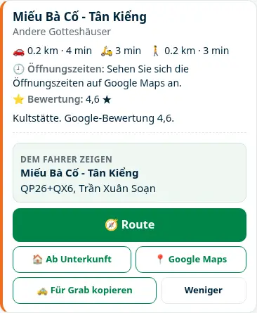 ASCON Guide App: Ortskarte mit Entfernung, Fahrzeiten und Route-Button