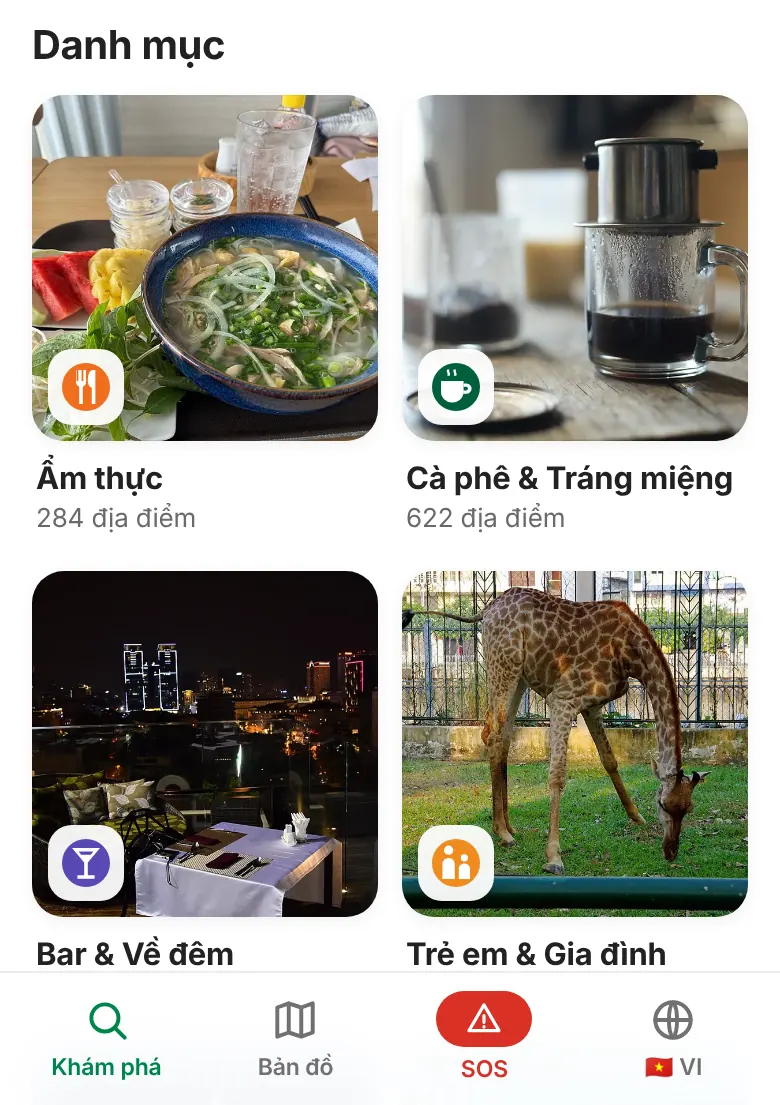 Danh mục: ẩm thực, cà phê, bar, vui chơi cùng trẻ em và nhiều hơn nữa