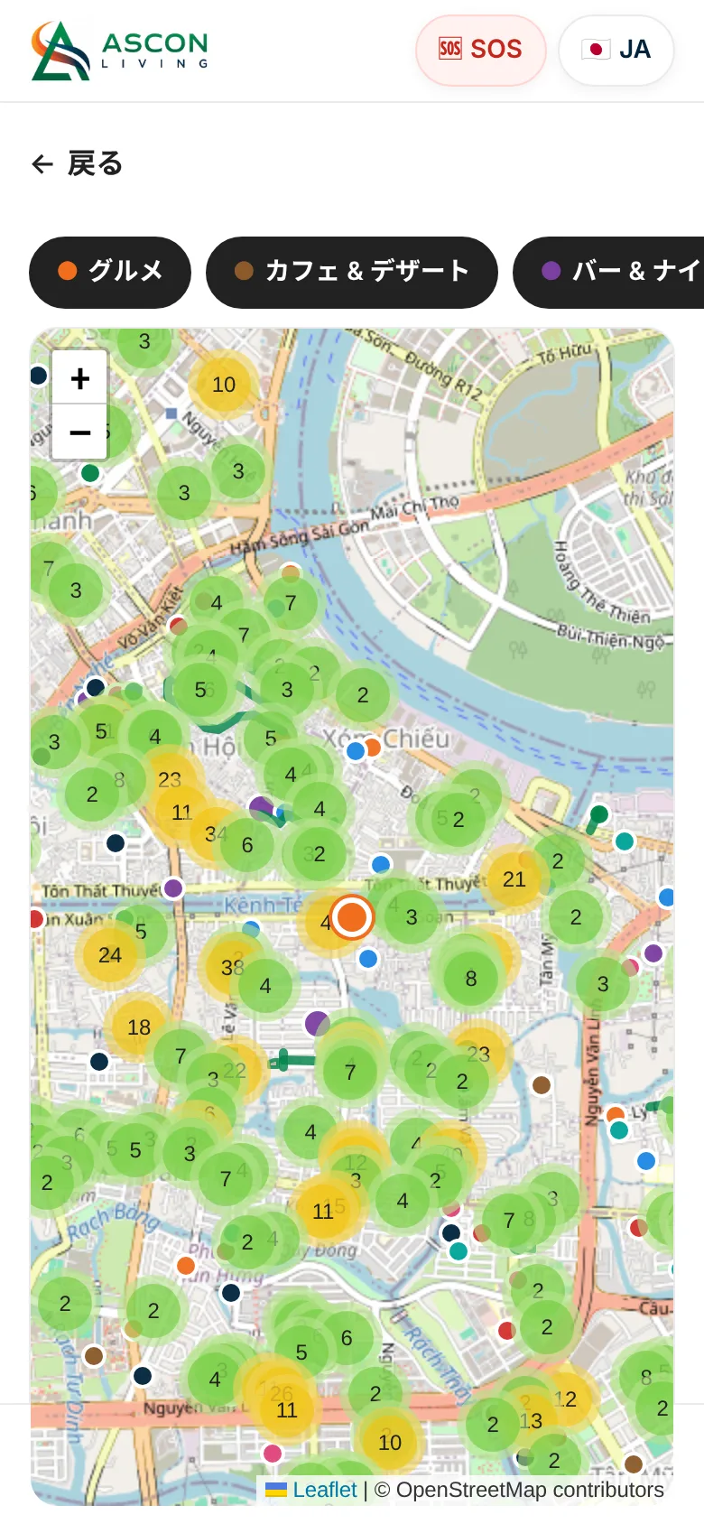 家の周辺スポットを表示した地図