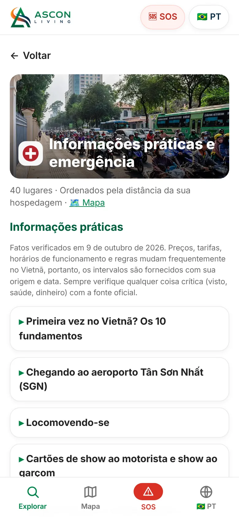 Informações práticas e ajuda de emergência